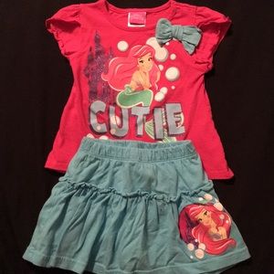 Little Mermaid Ruffle T-Shirt and Skort Set